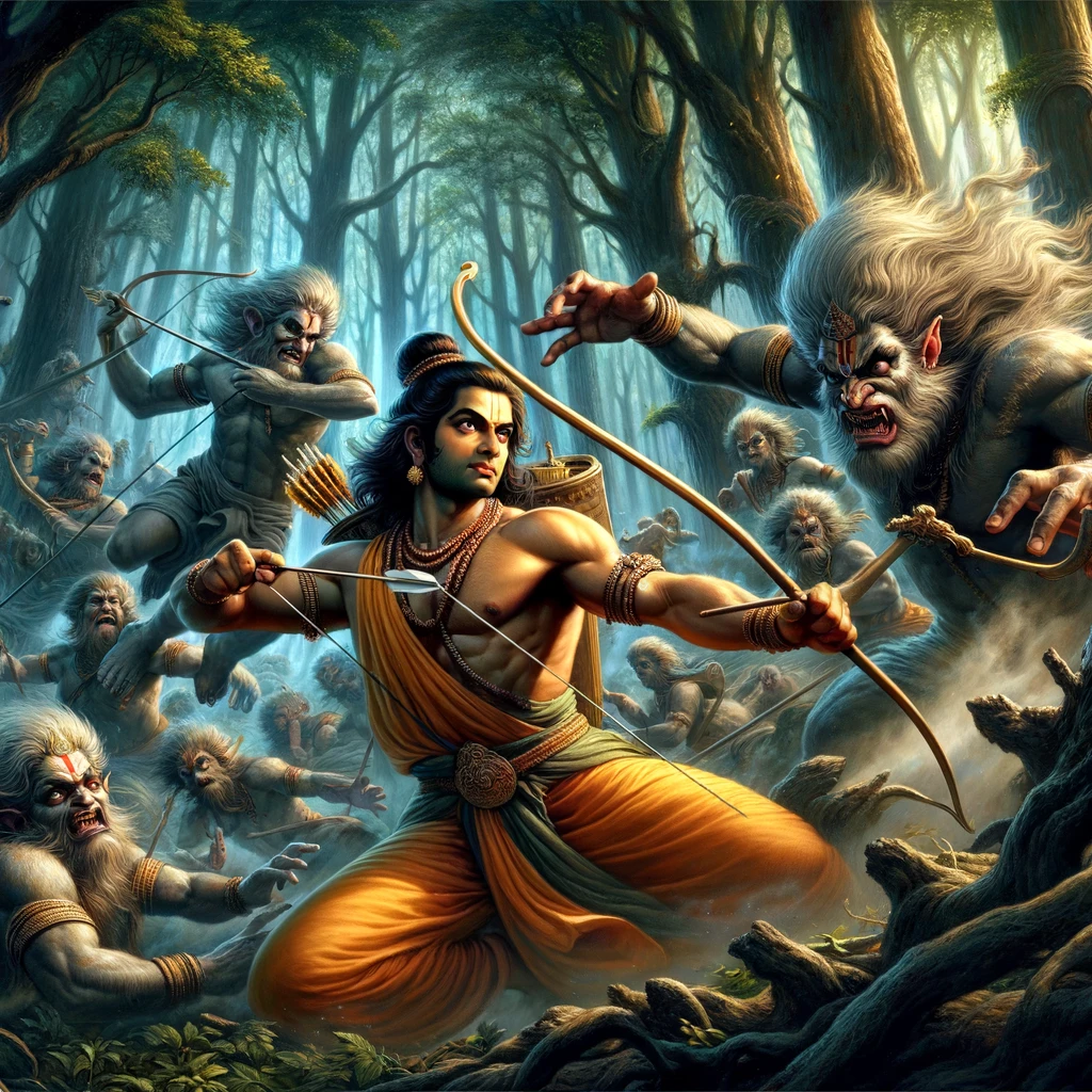 Rama Kills the Fourteen Rakshasas